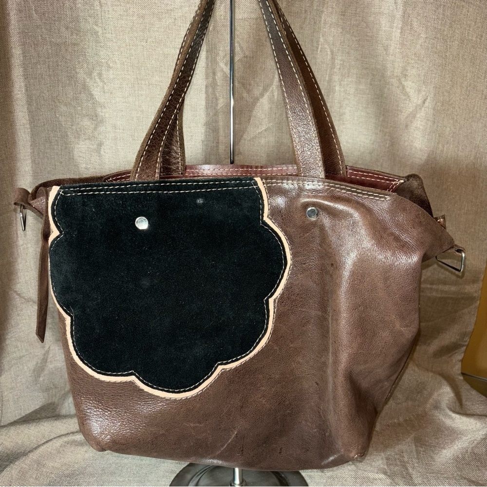 MUBO Leather Suede Satchel Shoulder Bag